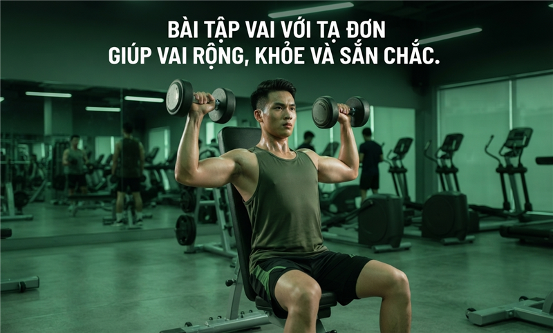 Bài tập vai với tạ đơn giúp vai rộng, khỏe và săn chắc